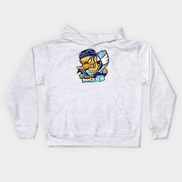 Rubber Duckies Hockey Team Kids Hoodie by nesterenko